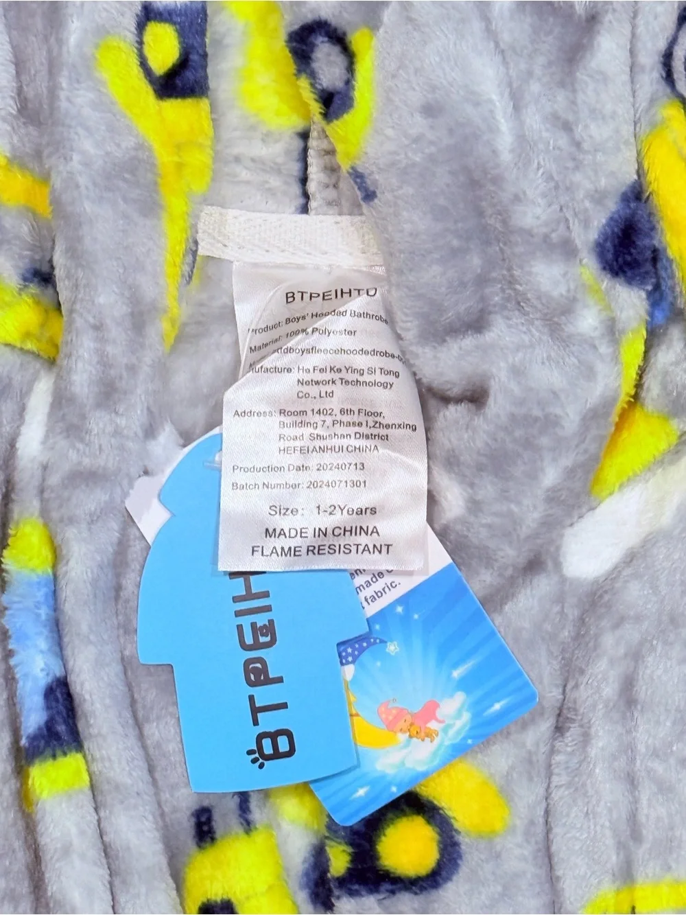 Cozy Gray & Neon Yellow Kids Hooded Pajama Robe